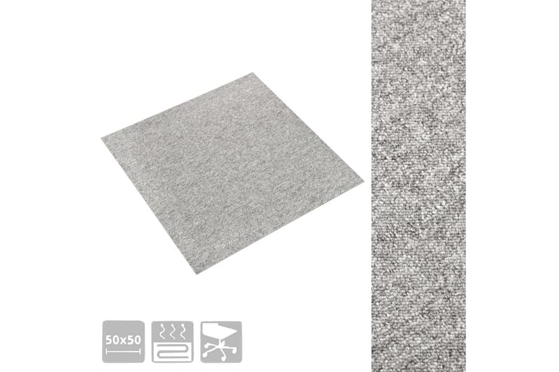 Textilplattor 20 st 5 m² 50x50 cm ljusgrå - Grå - Textil & mattor - Mattor - Heltäckningsmatta