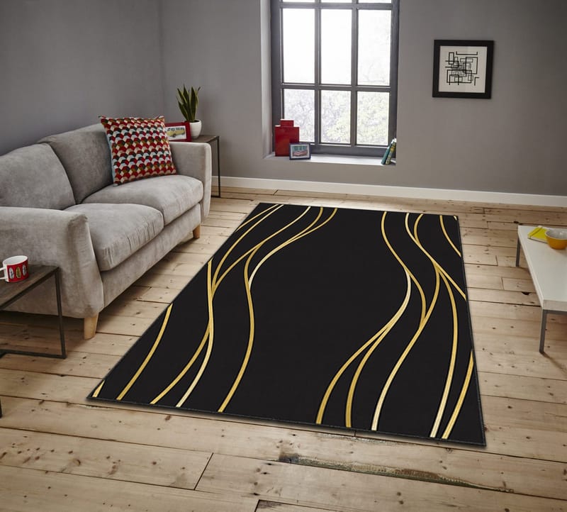 Matta Estera 70 160 x 230 cm - Svart/guld - Textil & mattor - Mattor - Flatvävda mattor
