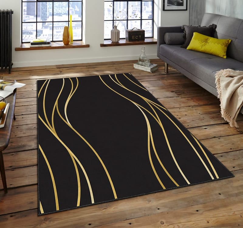 Matta Estera 70 160 x 230 cm - Svart/guld - Textil & mattor - Mattor - Flatvävda mattor