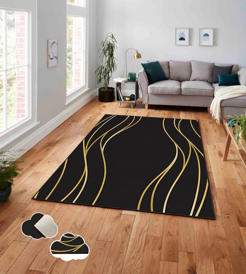 Matta Estera 70 160 x 230 cm - Svart/guld - Textil & mattor - Mattor - Flatvävda mattor