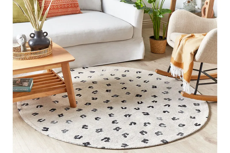 Afis Ryamatta 140 cm Rund - Beige - Textil & mattor - Mattor - Modern matta - Bomullsmatta