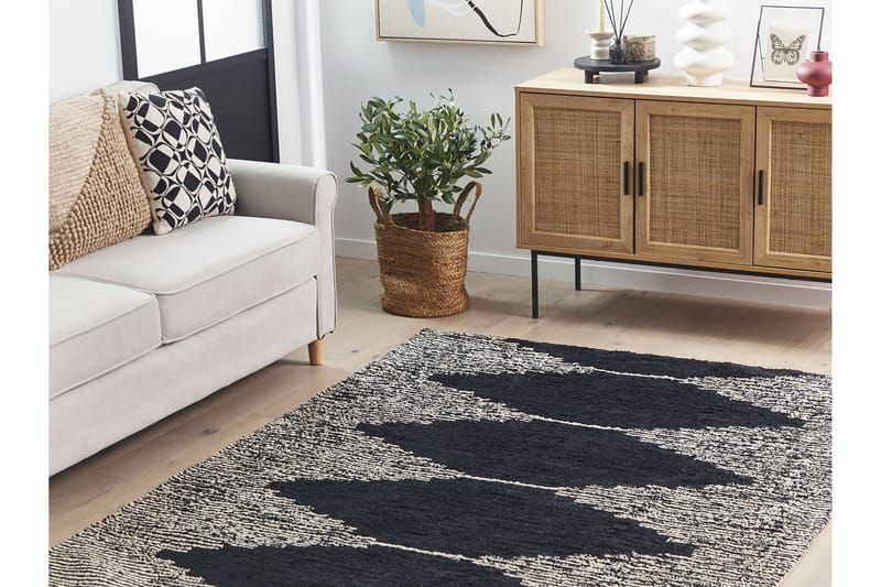 Bathinda Ryamatta 160x230 cm - Svart/Vit - Textil & mattor - Mattor - Modern matta - Ryamatta & luggmatta