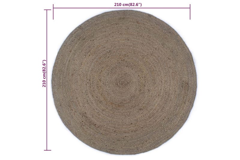 beBasic Handgjord jutematta rund 210 cm grå - Grey - Textil & mattor - Mattor - Modern matta - Sisalmattor