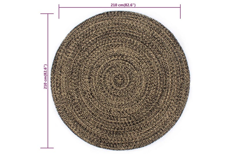 beBasic Handgjord jutematta svart och brun 210 cm - Black - Textil & mattor - Mattor - Modern matta - Sisalmattor