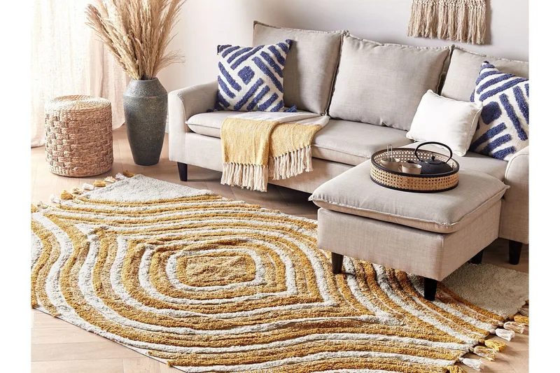 Bingol Ryamatta 160x230 cm - Gul - Textil & mattor - Mattor - Modern matta - Ryamatta & luggmatta