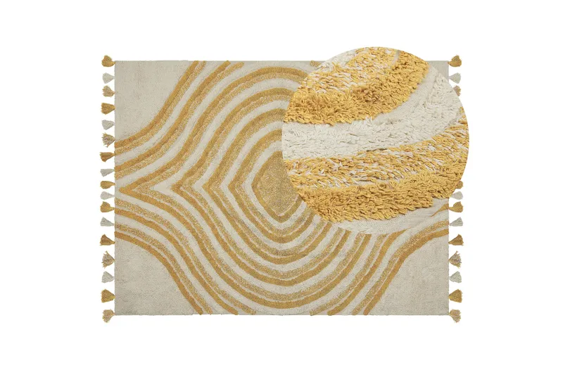 Bingol Ryamatta 160x230 cm - Gul - Textil & mattor - Mattor - Modern matta - Ryamatta & luggmatta