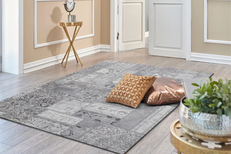 Patchwork Wiltonmatta 240x330 cm Rektangulär - Silver - Textil & mattor - Mattor - Modern matta - Friezematta