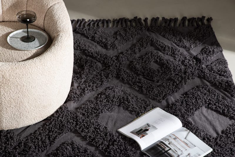 Hilma Bomullsmatta Rektangulär 250x350 cm - Mörkgrå - Textil & mattor - Mattor - Modern matta - Bomullsmatta