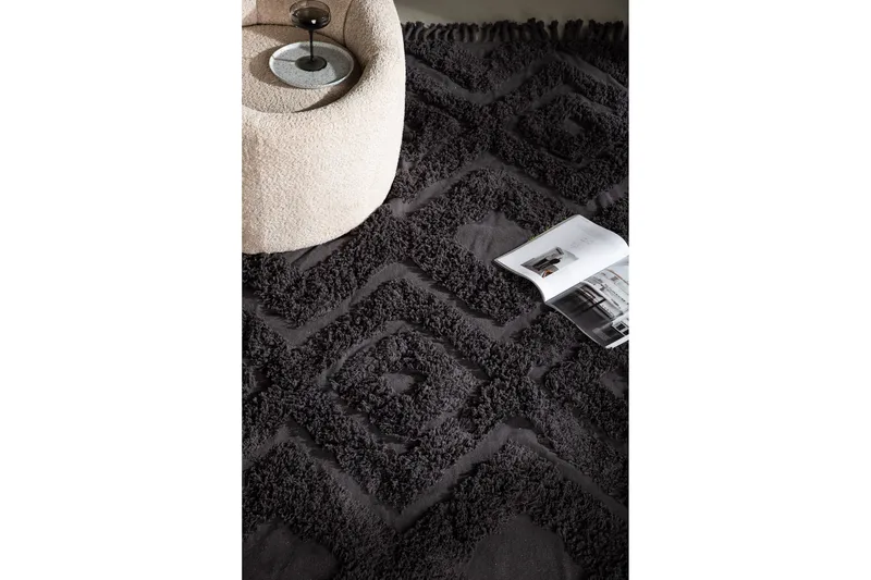 Hilma Bomullsmatta Rektangulär 250x350 cm - Mörkgrå - Textil & mattor - Mattor - Modern matta - Bomullsmatta