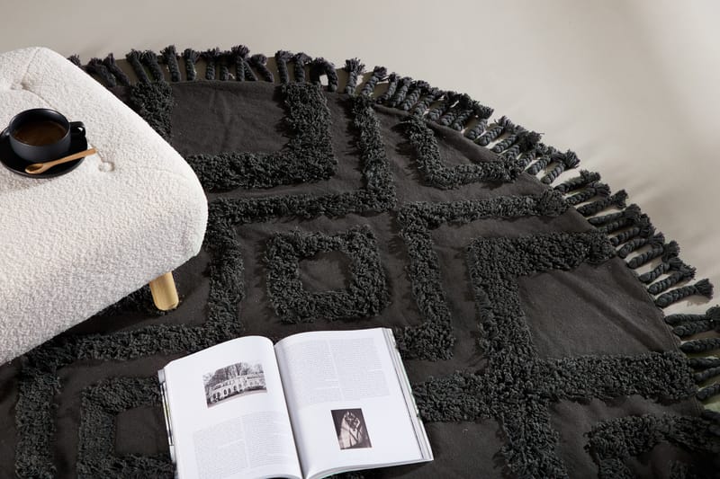 Hilma Bomullsmatta Rund 200 cm - Mörkgrå - Textil & mattor - Mattor - Modern matta - Bomullsmatta