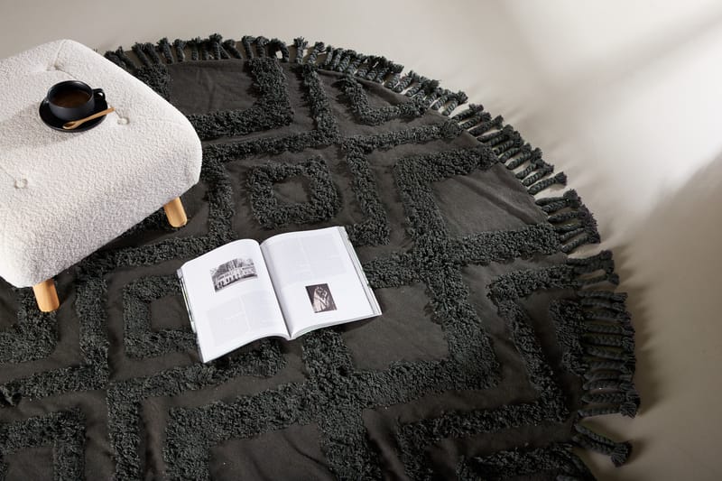 Hilma Bomullsmatta Rund 200 cm - Mörkgrå - Textil & mattor - Mattor - Modern matta - Bomullsmatta