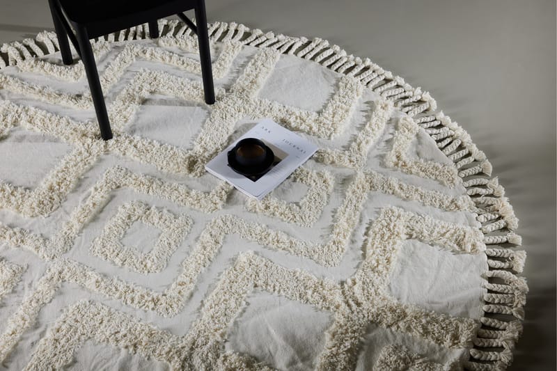 Hilma Bomullsmatta Rund 200 cm - Vit - Textil & mattor - Mattor - Modern matta - Bomullsmatta