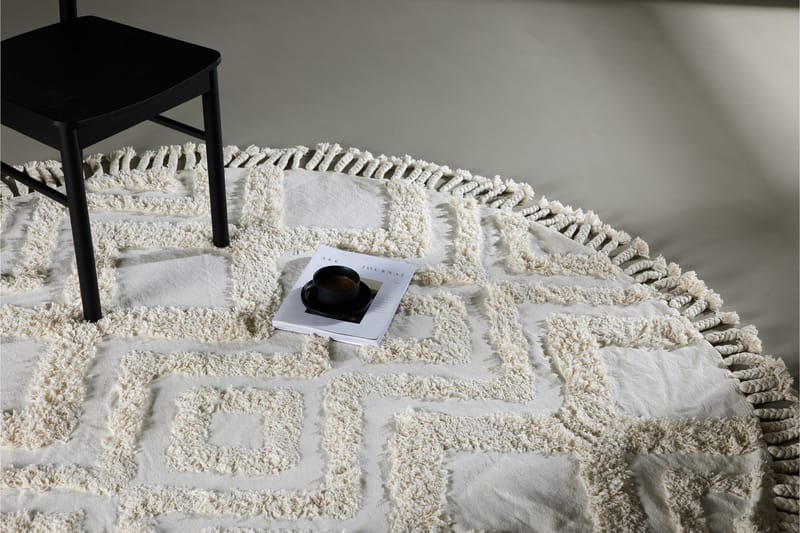 Hilma Bomullsmatta Rund 200 cm - Vit - Textil & mattor - Mattor - Modern matta - Bomullsmatta
