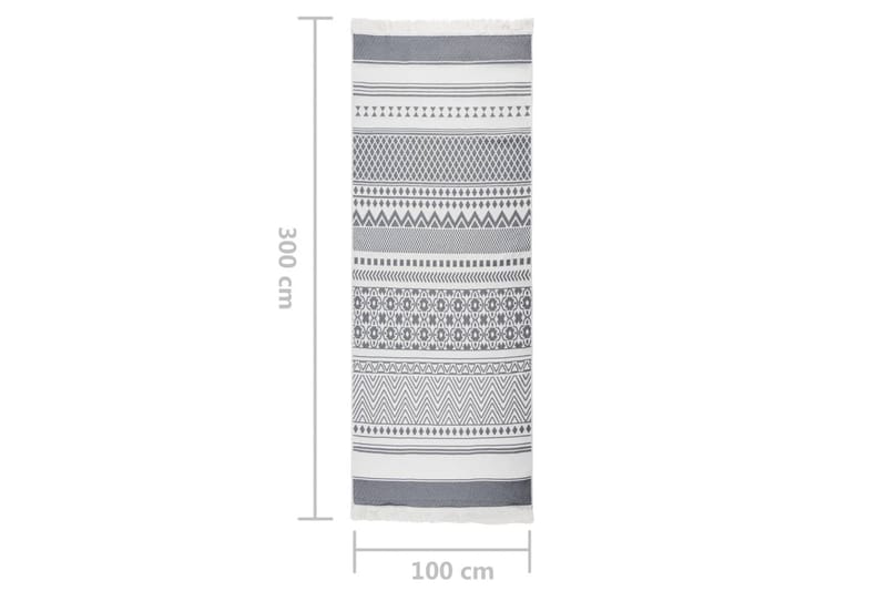 Matta grå och vit 100x300 cm bomull - Grå - Bomullsmatta