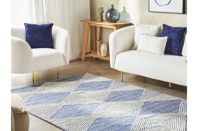 Datca Ullmatta 160x230 cm - Blå - Textil & mattor - Mattor - Modern matta - Ullmatta