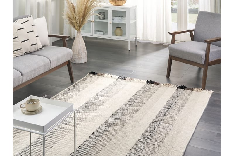 Emirler Ullmatta 140x200 cm - Svart/Vit - Textil & mattor - Mattor - Modern matta - Ullmatta