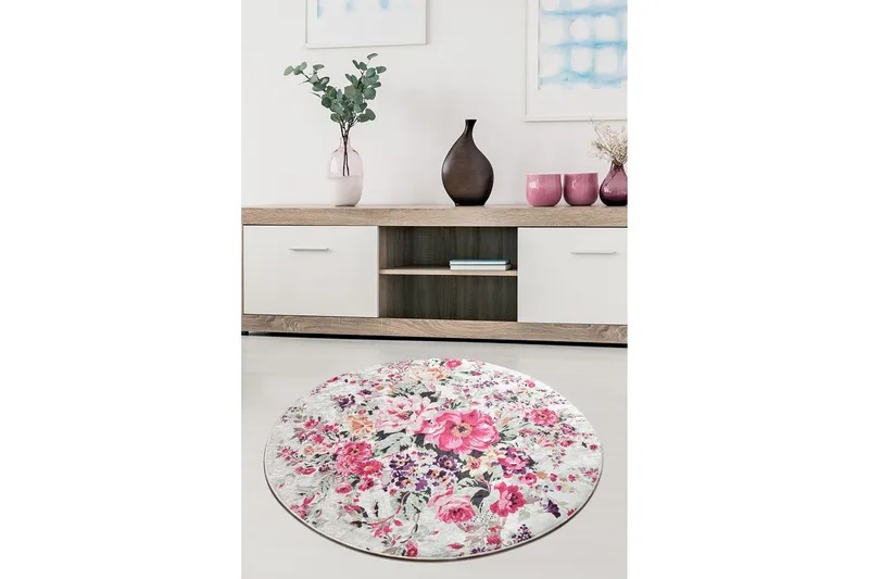 Amarinda Matta Rund 140 cm - Flerfärgad/Sammet - Textil & mattor - Mattor - Modern matta - Friezematta