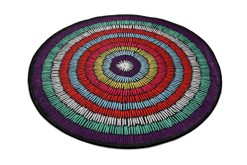 Bengul Matta Rund 100 cm - Flerfärgad/Sammet - Textil & mattor - Mattor - Modern matta - Friezematta