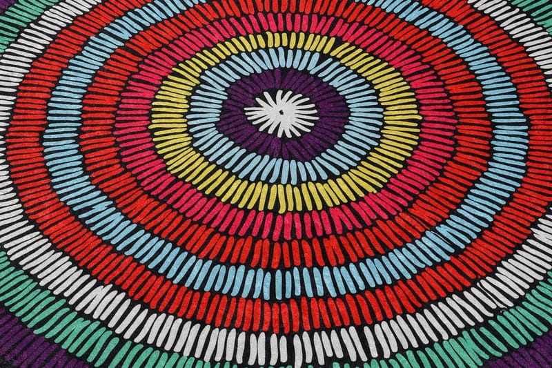 Bengul Matta Rund 100 cm - Flerfärgad/Sammet - Textil & mattor - Mattor - Modern matta - Friezematta