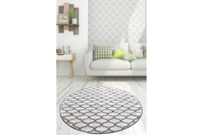 Chilai Matta 100 cm Rund - Grå/Ljusgrå - Textil & mattor - Mattor - Modern matta - Friezematta