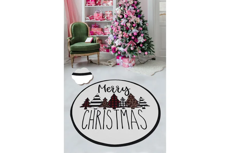 Chilai Matta 120 cm Rund, Vit/Röd/Svart/Brun