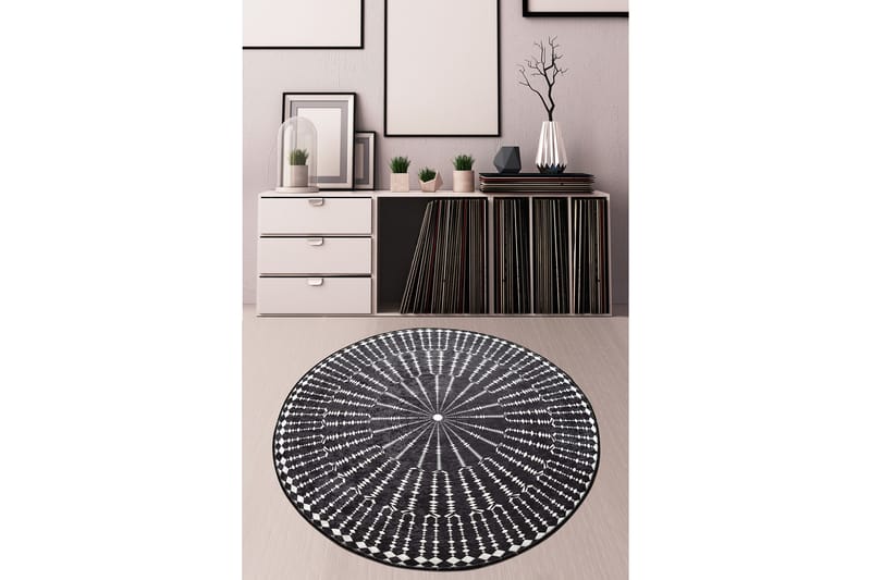 Chilai Matta 140 cm Rund - Svart/Vit - Textil & mattor - Mattor - Modern matta - Friezematta