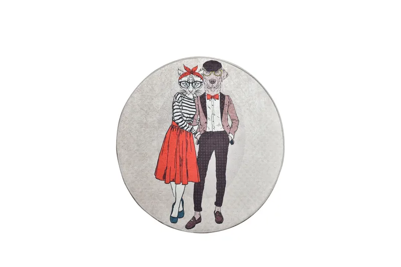 Coppia Matta Rund 140 cm - Flerfärgad/Sammet - Textil & mattor - Mattor - Modern matta - Friezematta