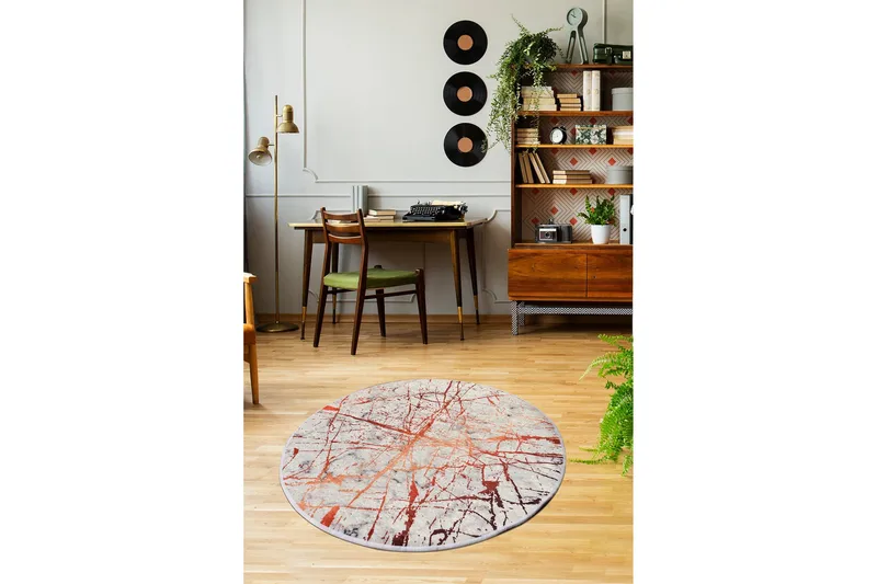 Distira Matta Rund 100 cm - Flerfärgad/Sammet - Textil & mattor - Mattor - Modern matta - Friezematta