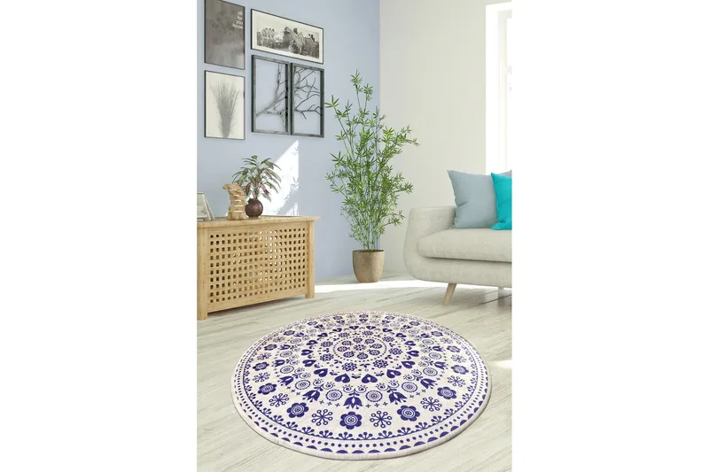 Eraclea Matta Rund 100 cm, Blå/Sammet