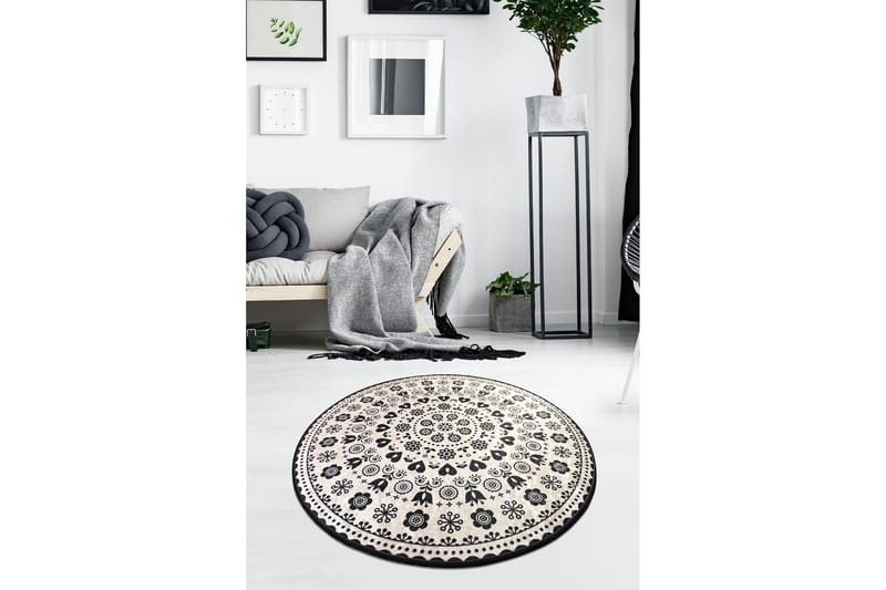 Eraclea Matta Rund 140 cm - Svart/Sammet - Textil & mattor - Mattor - Modern matta - Friezematta