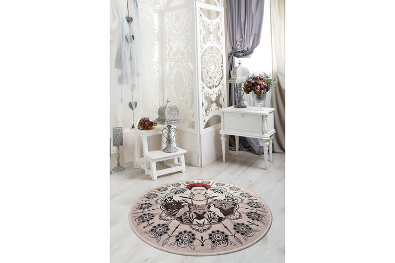 Fahmida Matta Rund 100 cm - Flerfärgad/Sammet - Textil & mattor - Mattor - Modern matta - Friezematta