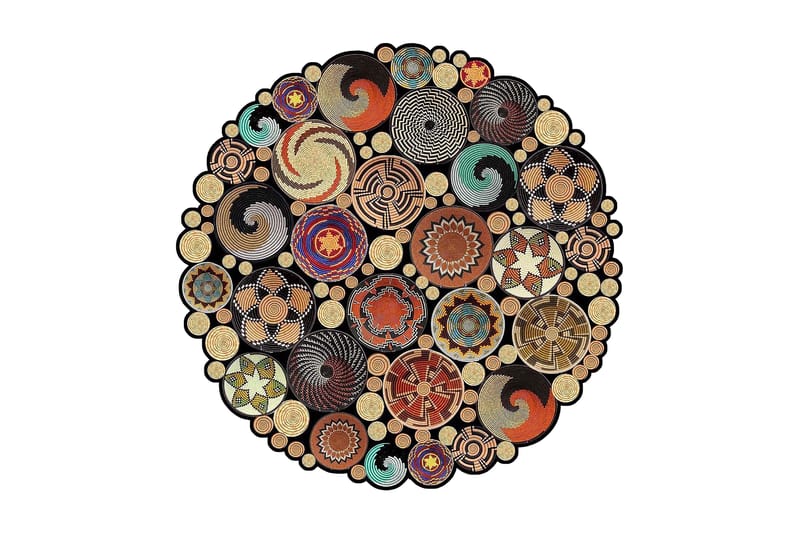 Homefesto Matta 110 cm Rund, Multifärgad