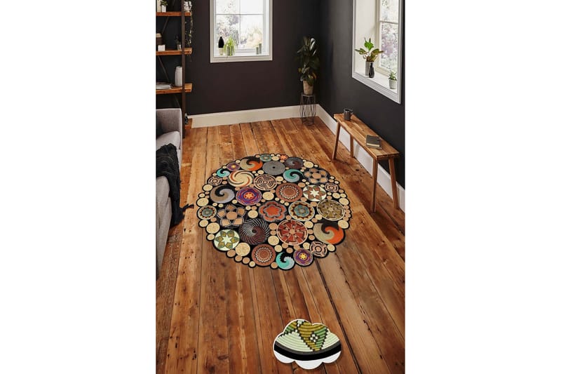 Homefesto Matta 150 cm Rund - Multifärgad - Textil & mattor - Mattor - Modern matta - Friezematta