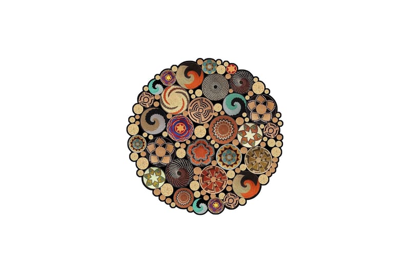 Homefesto Matta 180 cm Rund, Multifärgad