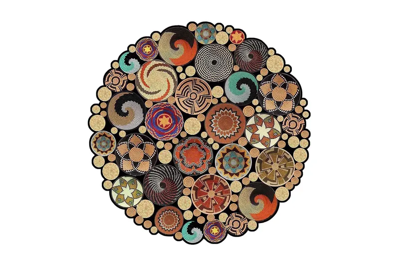 Homefesto Matta 60 cm Rund, Multifärgad