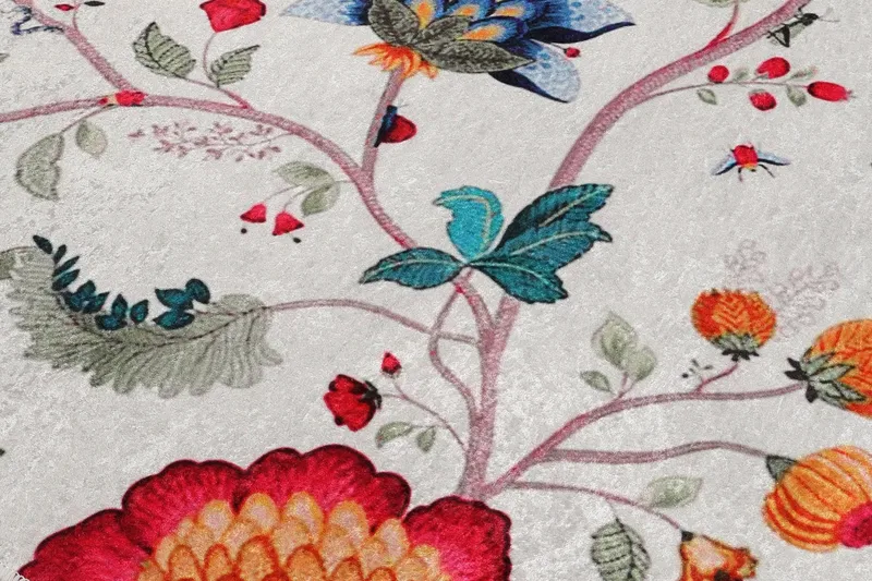 Kaihe Matta Rund 100 cm - Flerfärgad/Sammet - Textil & mattor - Mattor - Modern matta - Friezematta