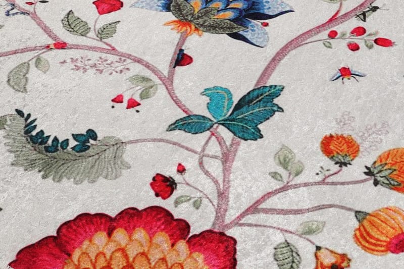 Kaihe Matta Rund 100 cm - Flerfärgad/Sammet - Textil & mattor - Mattor - Modern matta - Friezematta