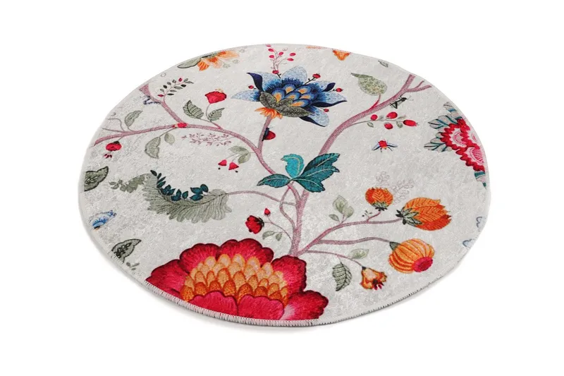 Kaihe Matta Rund 100 cm, Flerfärgad/Sammet