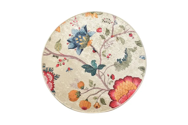 Kaihe Matta Rund 140 cm, Flerfärgad/Sammet