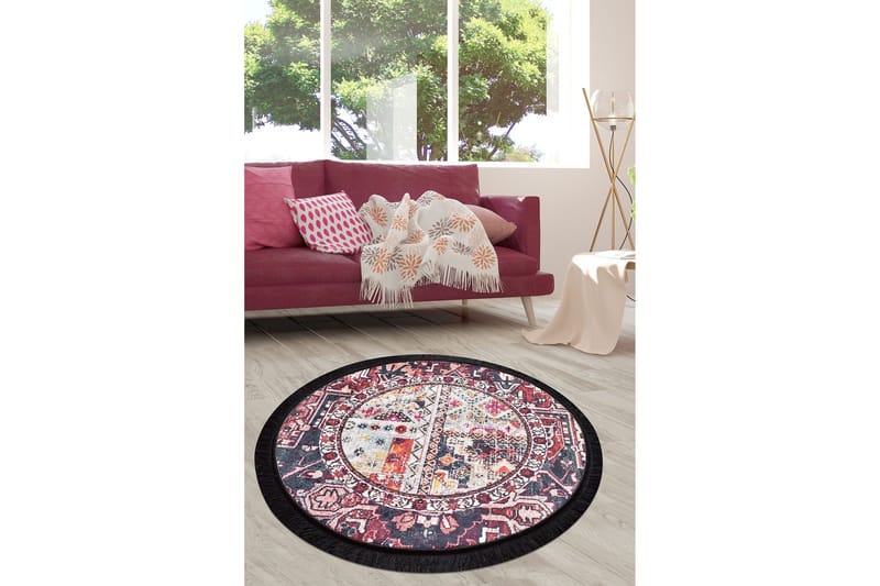 Keleti Matta Rund 140 cm - Flerfärgad/Sammet - Textil & mattor - Mattor - Modern matta - Friezematta