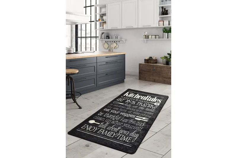 Kuhinja Matta 100x200 cm - Svart/Sammet - Textil & mattor - Mattor - Modern matta - Friezematta