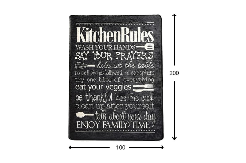 Kuhinja Matta 100x200 cm - Svart/Sammet - Textil & mattor - Mattor - Modern matta - Friezematta