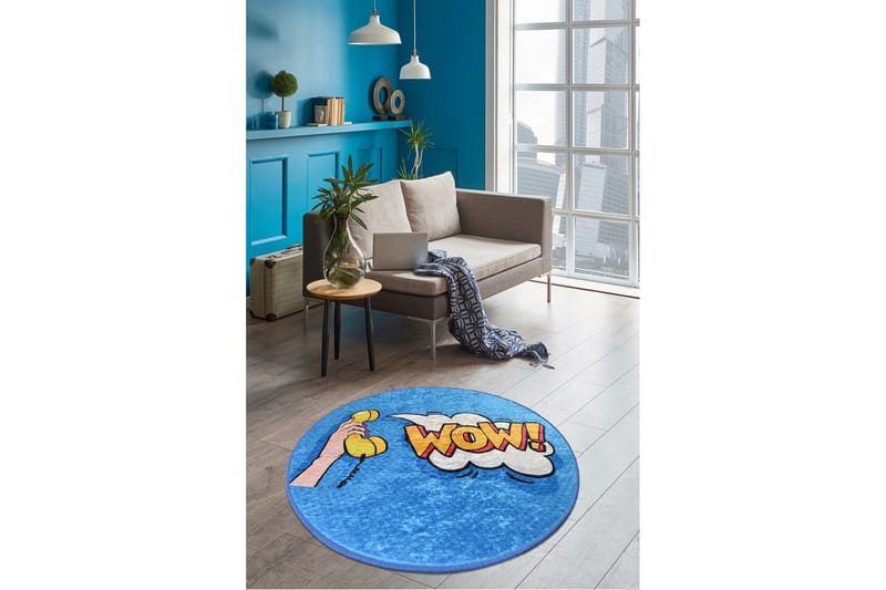 Kutsal Matta Rund 100 cm - Flerfärgad/Sammet - Textil & mattor - Mattor - Modern matta - Friezematta