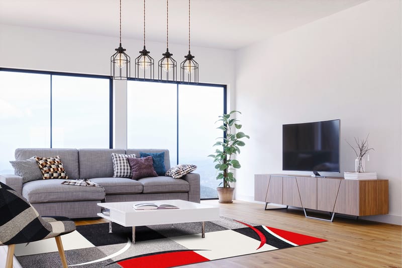 London Patch Friezematta 200x290 - Röd - Textil & mattor - Mattor - Modern matta - Friezematta