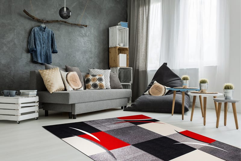 London Patch Friezematta 200x290 - Röd - Textil & mattor - Mattor - Modern matta - Friezematta