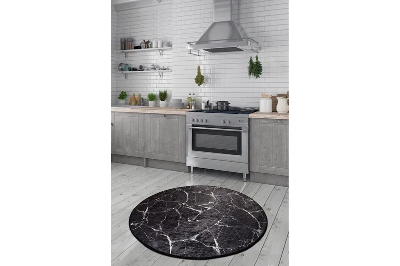 Marmuras Matta Rund 100 cm - Flerfärgad/Sammet - Textil & mattor - Mattor - Modern matta - Friezematta