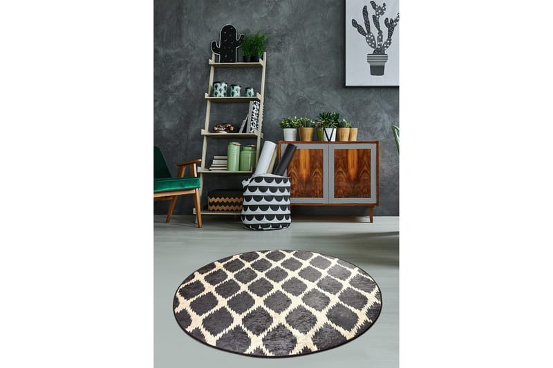 Moriti Matta Rund 100 cm - Flerfärgad/Sammet - Textil & mattor - Mattor - Modern matta - Friezematta