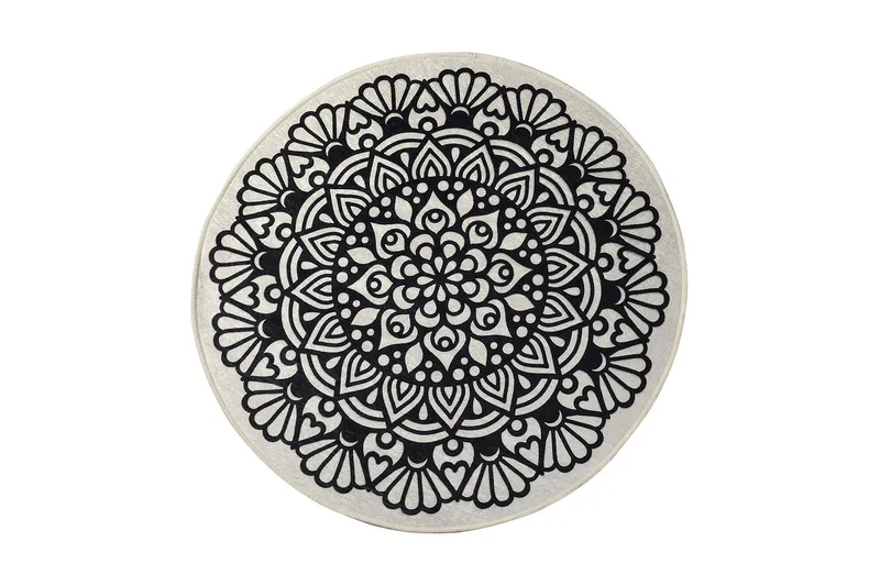 Ohanzy Matta Rund 100 cm, Flerfärgad/Sammet