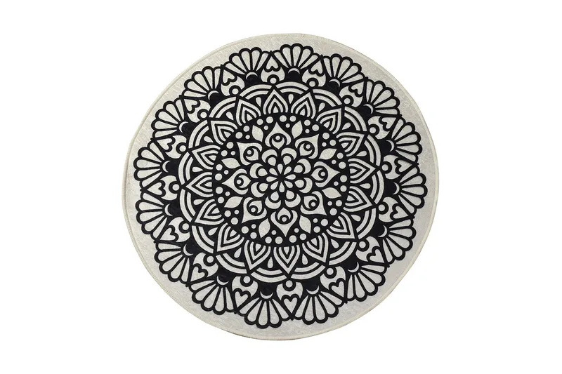 Ohanzy Matta Rund 140 cm, Flerfärgad/Sammet