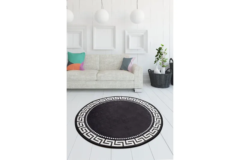 Orbarthe Matta Rund 100 cm - Flerfärgad/Sammet - Textil & mattor - Mattor - Modern matta - Friezematta